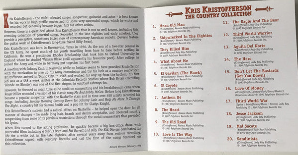 Kris Kristofferson - The Country Collection (20 Classic Recordings) (CD, Comp, RE) - Image 3