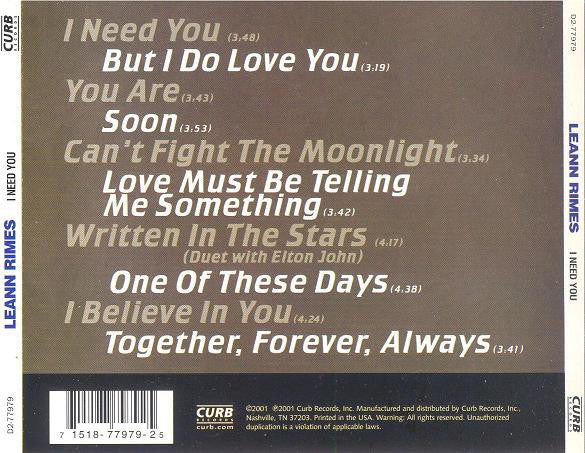LeAnn Rimes - I Need You (CD, Comp) - Image 2