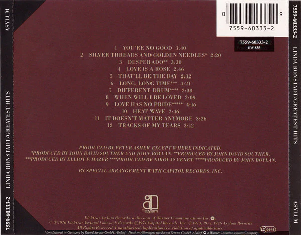 Linda Ronstadt - Greatest Hits (CD, Comp, RE) - Image 2