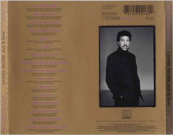 Lionel Richie - Back To Front (CD, Comp) - Image 2