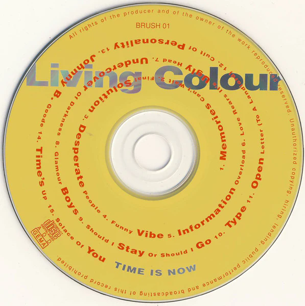 Living Colour - Time Is Now / Recorded Live (CD, Album, Unofficial) - Image 3