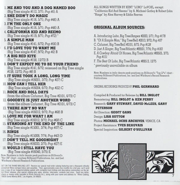 Lobo (3) - The Best Of (CD, Comp, RE) - Image 5
