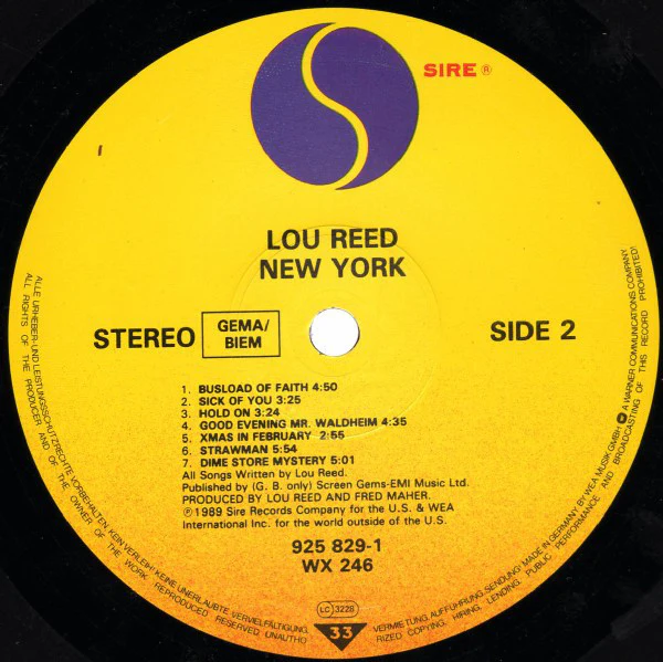 Lou Reed - New York (LP, Album) - Image 4