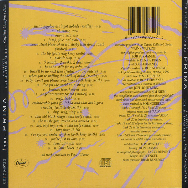 Louis Prima - Capitol Collectors Series (CD, Comp, RE) - Image 3