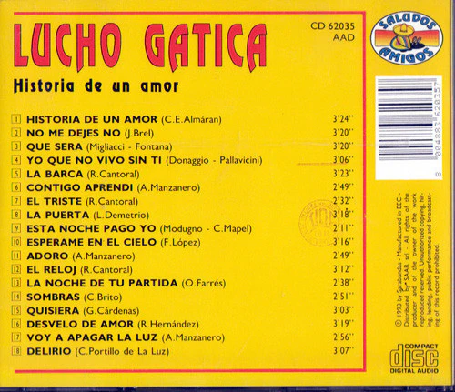 Lucho Gatica - Historia De Un Amor (CD, Album, Comp) - Image 2