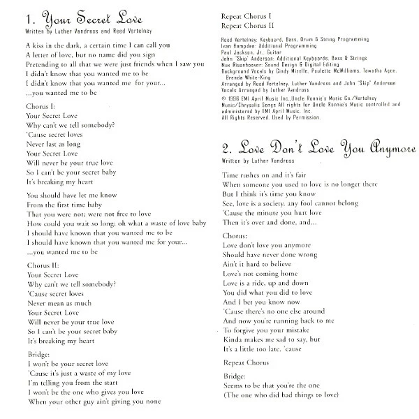 Luther Vandross - Your Secret Love (CD, Album) - Image 4