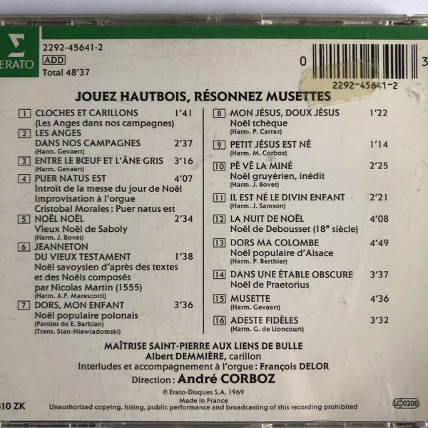 Maîtrise Saint-Pierre-Aux-Liens De Bulle Dir. André Corboz - Jouez Hautbois, Résonnez Musettes (Les Plus Beaux Noëls) (CD, Album) - Image 2