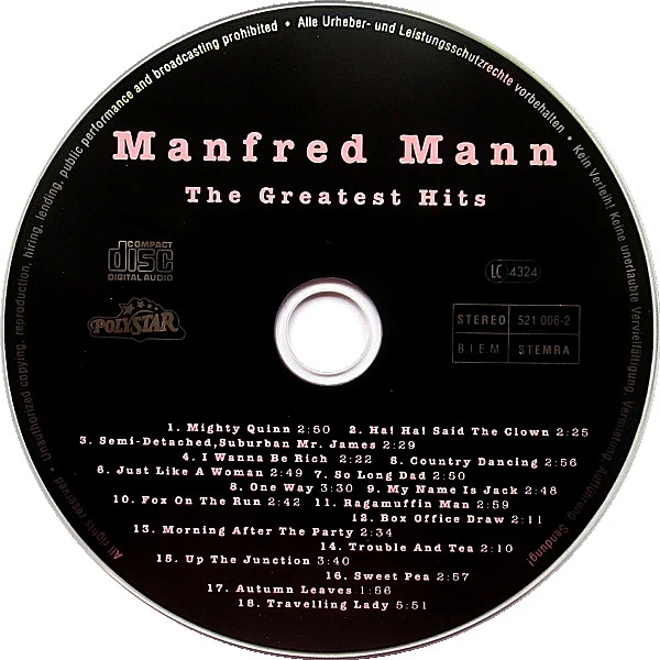 Manfred Mann - The Greatest Hits (CD, Comp) - Image 3
