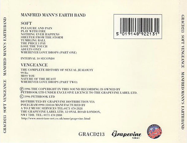 Manfred Mann's Earth Band - Soft Vengeance (CD, Album) - Image 2