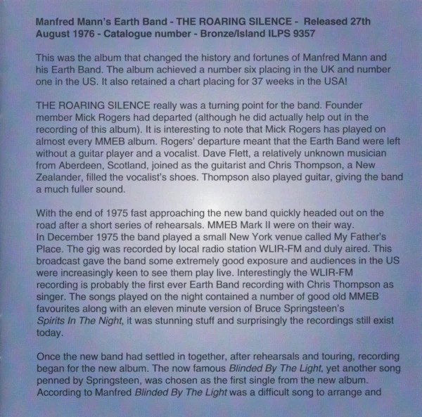 Manfred Mann's Earth Band - The Roaring Silence (CD, Album, RE, RM) - Image 5