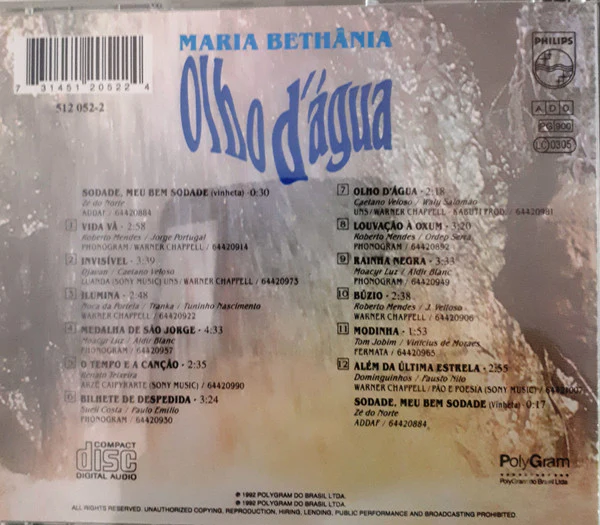 Maria Bethânia - Olho D'Água (CD, Album) - Image 2