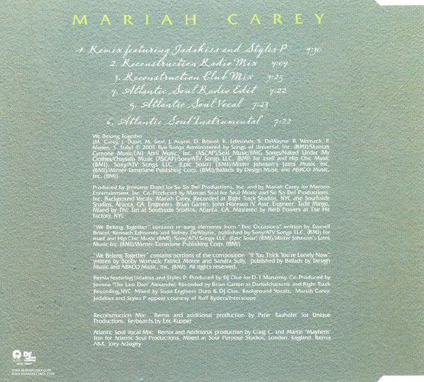 Mariah Carey - We Belong Together (Remixes) (CD, Single, Promo) - Image 2