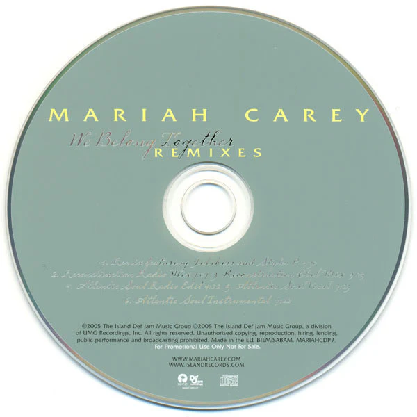 Mariah Carey - We Belong Together (Remixes) (CD, Single, Promo) - Image 3