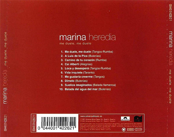Marina Heredia - Me Duele, Me Duele (CD, Album) - Image 2