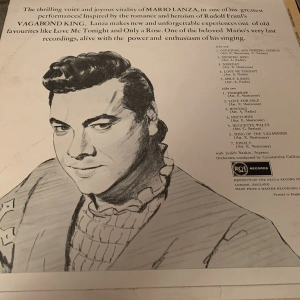 Mario Lanza - The Vagabond King (LP, Album, Mono) - Image 2