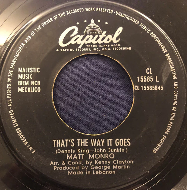 Matt Monro - All Of A Sudden / That's The Way It Goes (7")