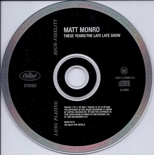 Matt Monro - These Years / The Late Late Show (CD, Comp, RM) - Image 3