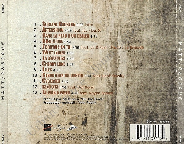 Matt - R&B 2 Rue (CD, Album) - Image 2