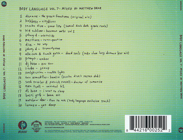 Matthew Dear - Body Language Vol. 7 (CD, Mixed) - Image 2