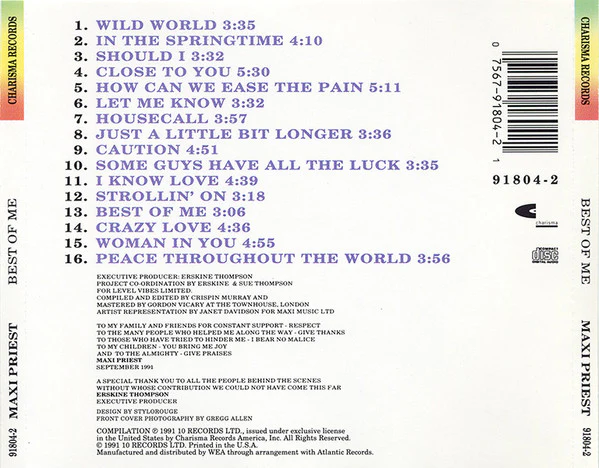 Maxi Priest - Best Of Me (CD, Comp) - Image 2