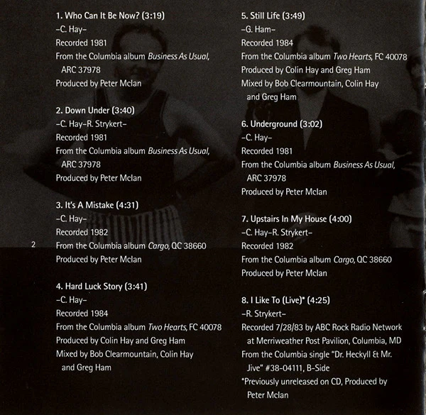 Men At Work - Contraband: The Best Of Men At Work (CD, Comp) - Image 2
