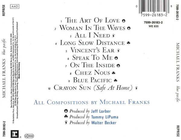 Michael Franks - Blue Pacific (CD, Album, RE) - Image 2