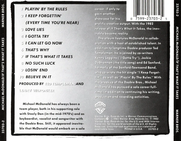 Michael McDonald - If That's What It Takes (CD, Album, RE) - Image 2