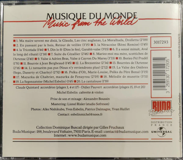 Michel Esbelin - La Valse Des Ombres - La Cabrette, Cornemuse D'Auvergne = The Cabrette Bagpipe From Auvergne (CD) - Image 4