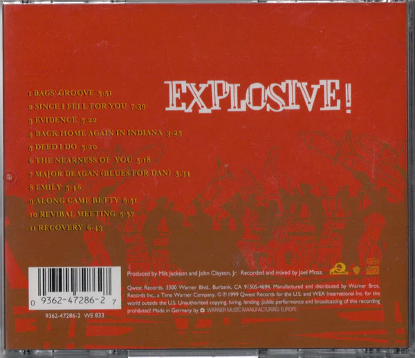 Milt Jackson Meets The Clayton-Hamilton Jazz Orchestra* - Explosive! (CD, Album) - Image 2