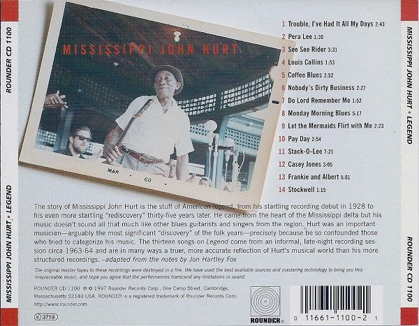 Mississippi John Hurt - Legend (CD, Album, RE) - Image 2