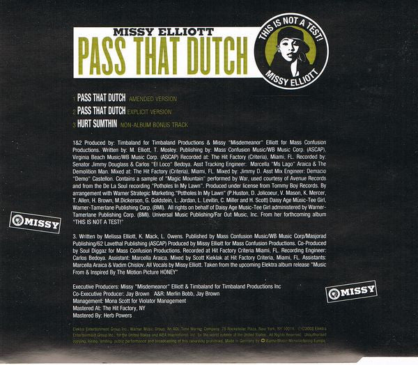 Missy Elliott - Pass That Dutch (CD, Single) - Image 3