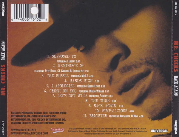 Mr. Cheeks - Back Again! (CD, Album) - Image 2