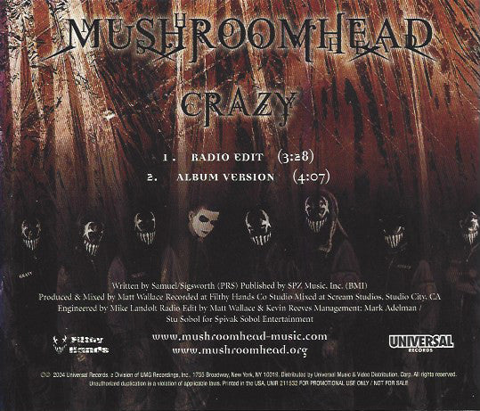 Mushroomhead - Crazy (CD, Single, Promo) - Image 2