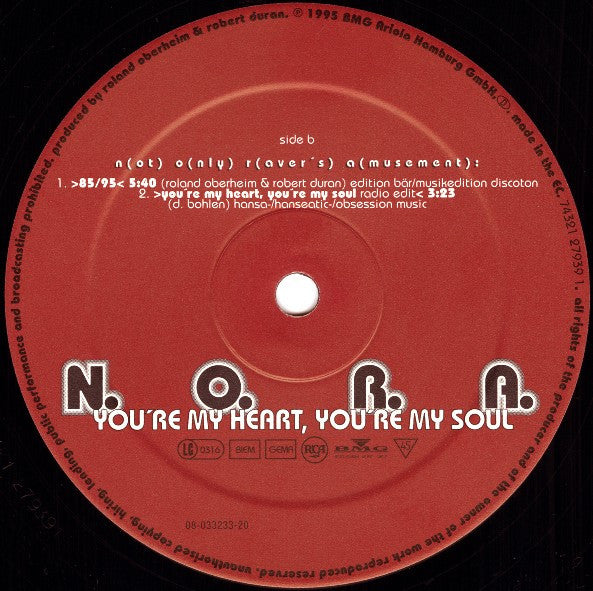 N.O.R.A. (Not Only Raver's Amusement) - You're My Heart, You're My Soul (12") - Image 4