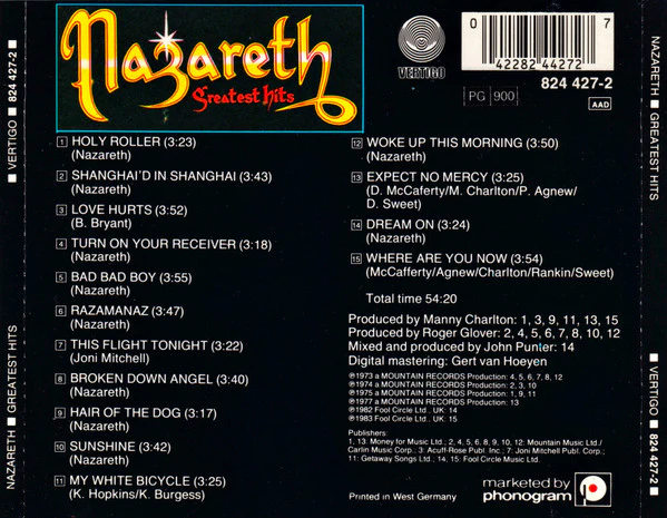 Nazareth (2) - Greatest Hits (CD, Comp, RE) - Image 2