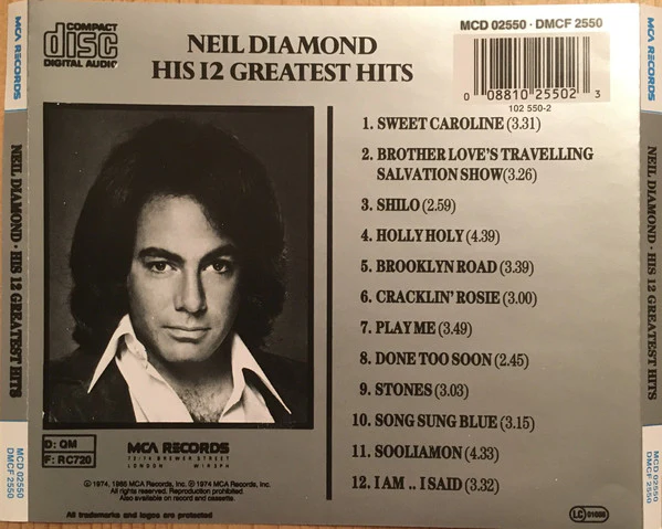 Neil Diamond - His 12 Greatest Hits (CD, Comp, Rep) - Image 2