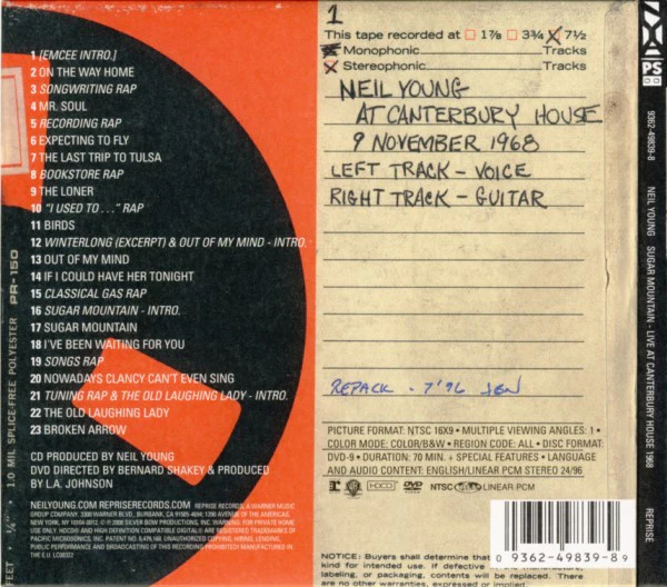 Neil Young - Sugar Mountain (Live At Canterbury House 1968) (HDCD + DVD-V, NTSC + Album) - Image 2