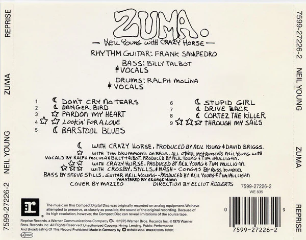 Neil Young With Crazy Horse - Zuma (CD, Album, RE) - Image 2