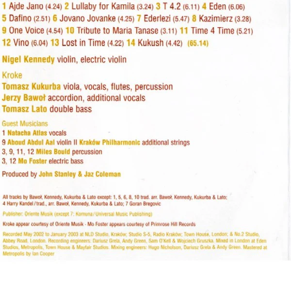 Nigel Kennedy And The Kroke Band* - East Meets East (CD, Album, Copy Prot., Enh) - Image 4