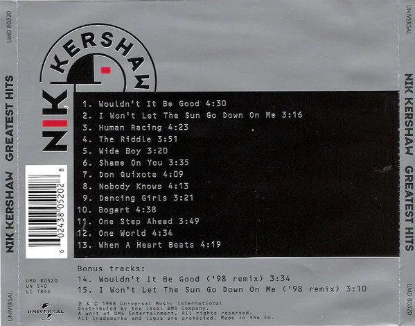 Nik Kershaw - Greatest Hits (CD, Comp) - Image 2