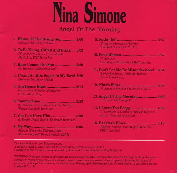 Nina Simone - Angel Of The Morning (CD, Comp, RE) - Image 2