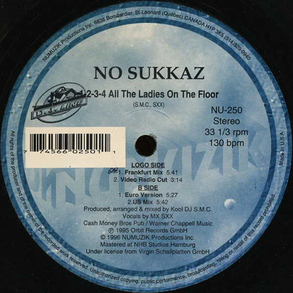 No Sukkaz - 1-2-3-4 All The Ladies On The Floor (12")