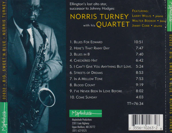 Norris Turney Quartet - Big, Sweet N' Blue (CD, Album) - Image 3