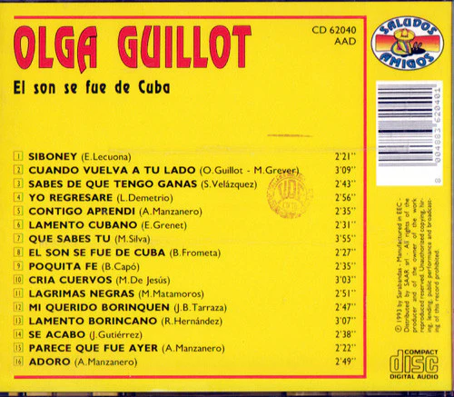Olga Guillot - El Son Se Fue De Cuba (CD, Comp) - Image 2