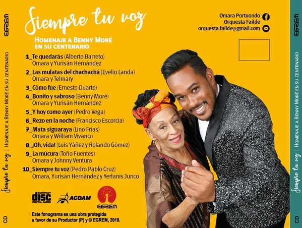 Omara Portuondo & Orquesta Failde - Siempre Tu Voz (Homenaje A Benny Moré En Su Centenario) (CD, Promo) - Image 2