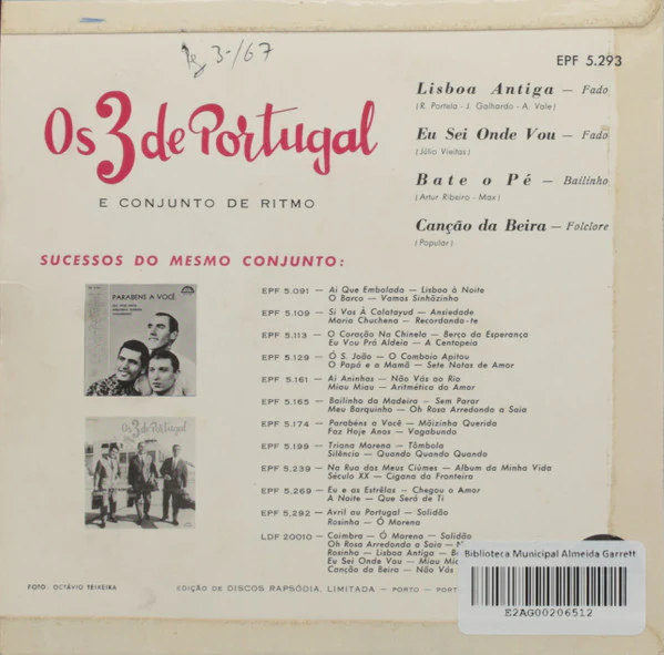Os 3 De Portugal - Os 3 De Portugal (7", EP) - Image 2
