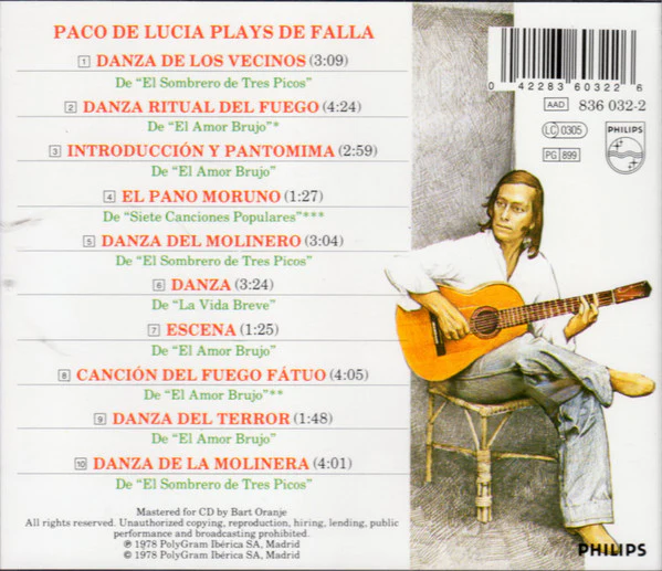 Paco De Lucía - Plays Manuel De Falla (CD, Album, RE) - Image 2