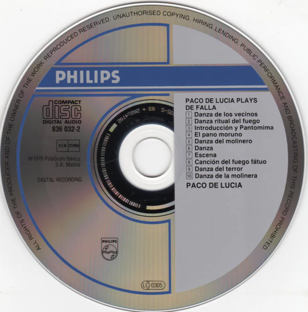 Paco De Lucía - Plays Manuel De Falla (CD, Album, RE) - Image 3