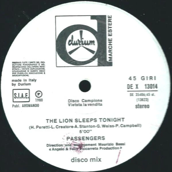 Passengers - The Lion Sleeps Tonight (12", Single) - Image 2