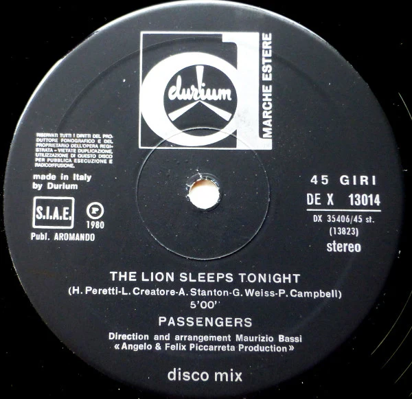 Passengers - The Lion Sleeps Tonight (12", Single) - Image 4